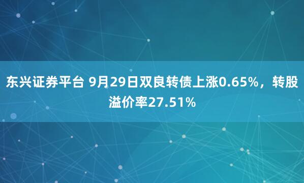 东兴证券平台 9月29日双良转债上涨0.65%,转股溢价率27.51%