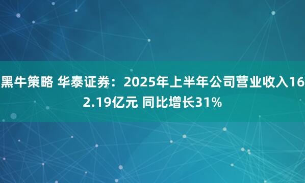 黑牛策略 华泰证券：2025年上半年公司营业收入162.19亿元 同比增长31%
